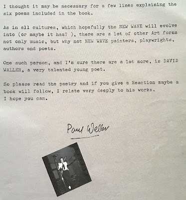Paul Weller's introduction to Dave Waller's poetry in the Jam songbook In The City