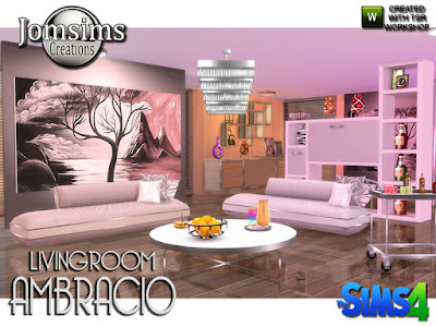 Ambracio Living room Ambracio Гостиная для The Sims 4 Гостиная для серии Амбрасио. Всегда стильно, комфортно и современно. в этом наборе. диван современный 4 цвета и металл. Журнальный столик 4 цвета и металл. funriture 4 цвета и металл и белый свет. настенные росписи очень большие, очень современные и очень обработанные. подушки для дивана 4 варианта цвета. виски деко большие бутылки в 3 вариациях. 1 металлическая тележка для напитков. очень обработанная металлическая текстура и декорирование. Я добавляю слоты для размещения деко типа 2. металлическая чаша, наполненная апельсинами. Деко Современная серия Ambracio. Автор: jomsims