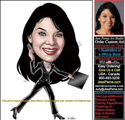 Real Estate Agent On Phone Caricature Ad