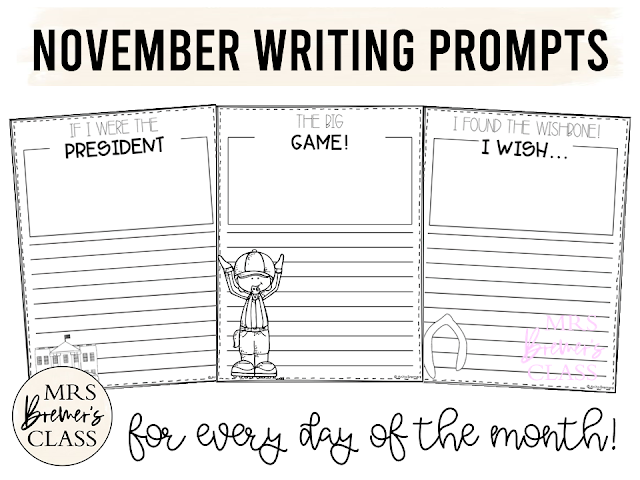 November writing templates for daily journal writing or a writing center in Kindergarten First Grade Second Grade