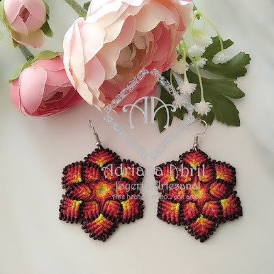 Pendientes en macramé, aros, aretes, Earrings, hoops, earrings in macramé by #AdrianaAbril instagram