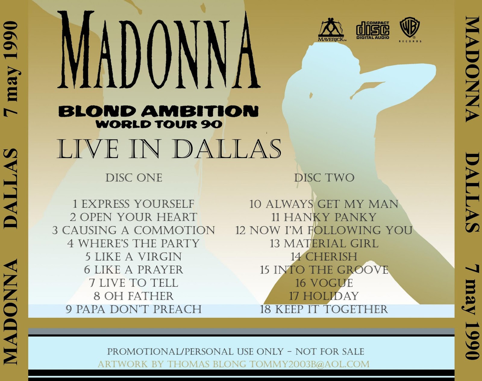 Madonna FanMade Covers Blond Ambition Tour Dallas, May 7th 1990