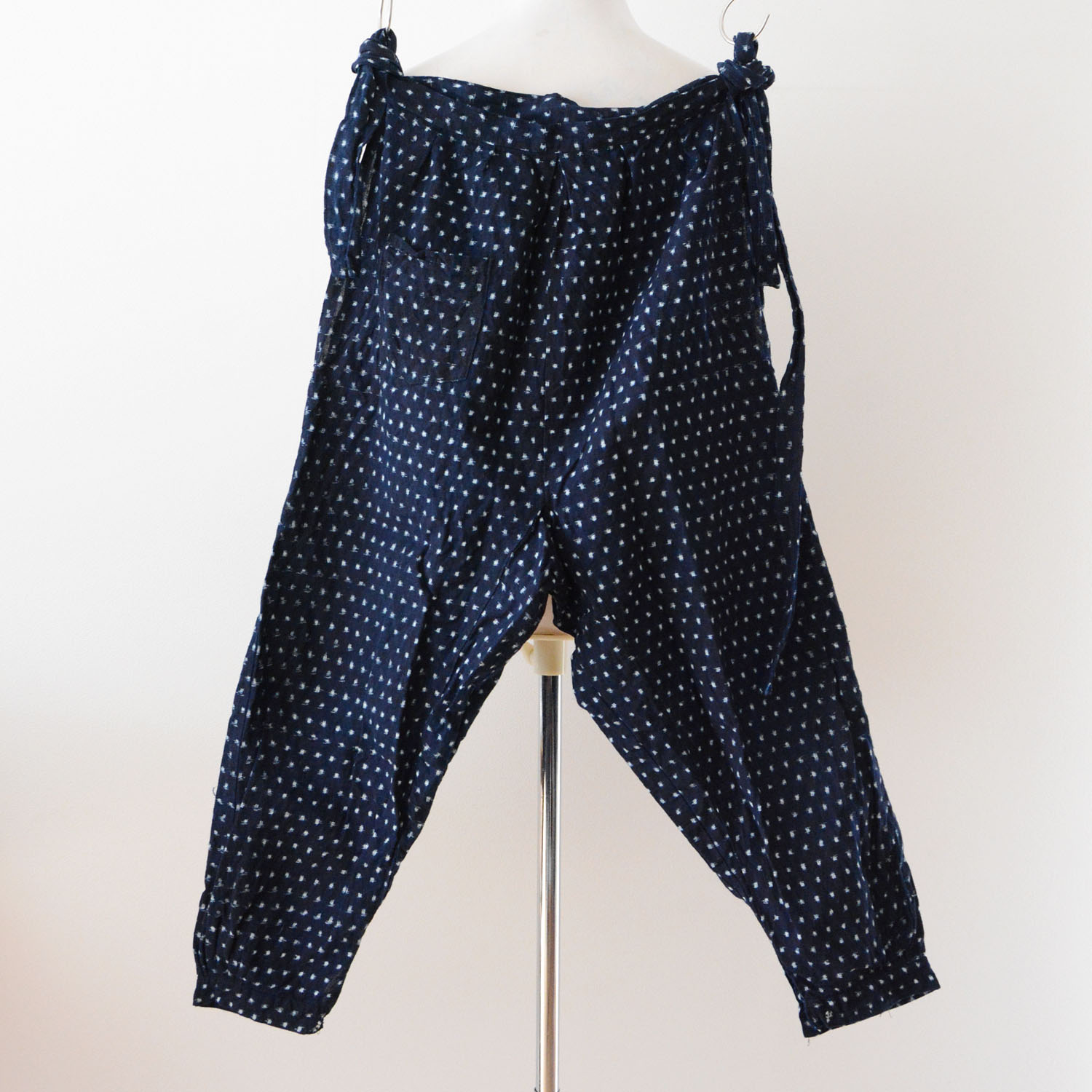 50s もんぺ 藍染 絣 雪 蚊 野良着 パンツ 日本製　かすり　襤褸