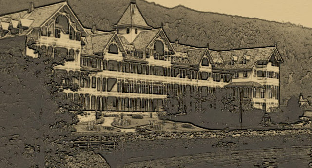 Kviknes Hotel in Balestrand looks positively frightening in this altered view. Photo: Kviknes Hotel. Effects: EuroTravelogue™.