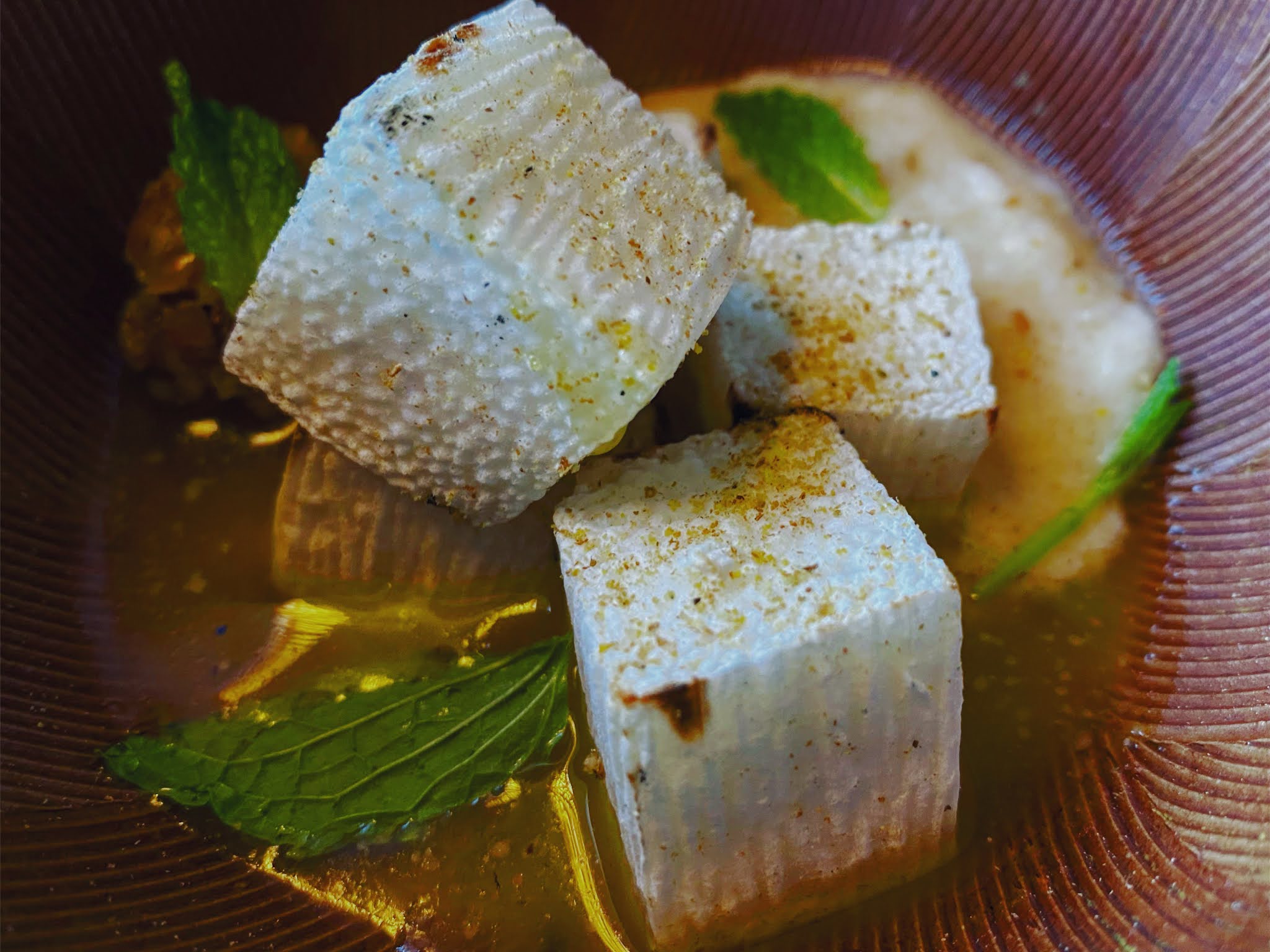 Japanese Mountain Yams in Amazake Beurre Monté With Pine Nut Miso