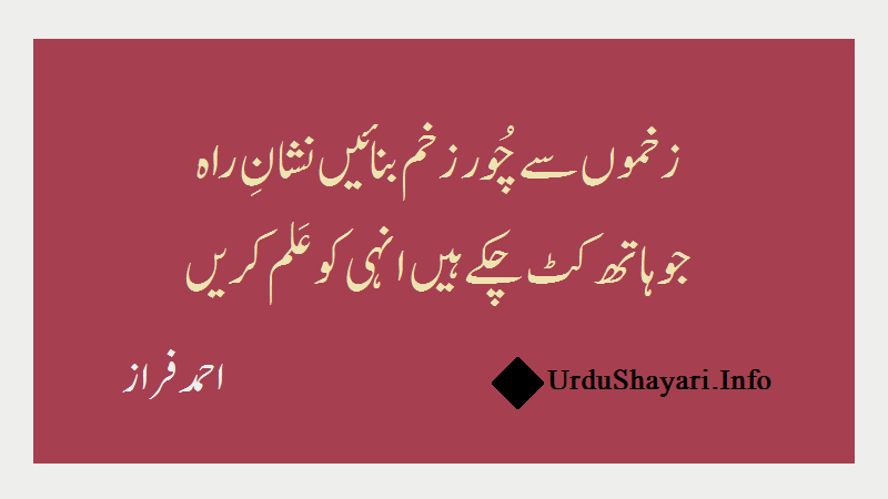 Ahmad Faraz Shayari 2 lines - Best Poetry by urdushayariinfo