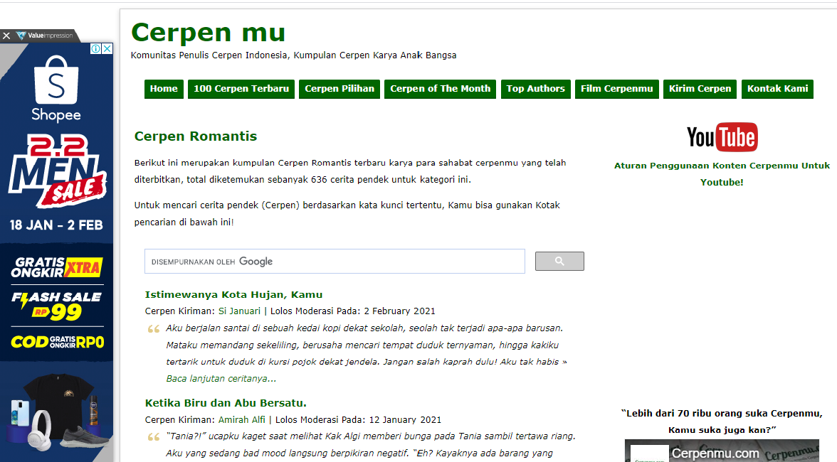 Cerita cerpen terbaru 2021 klik link dibawah