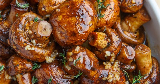 Food Recipes : Balsamic Soy Roasted Garlic Mushrooms