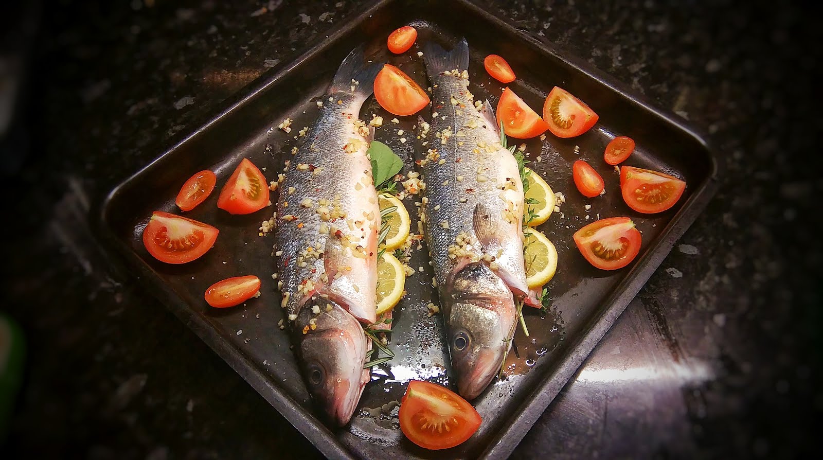 Justryingtoeat Cooking a whole fish herb stuffed sea bass
