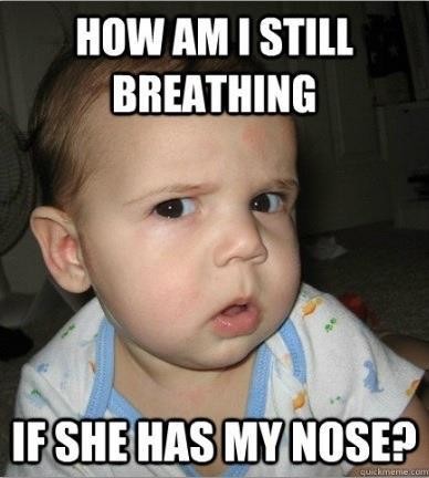 baby asks how she can breathe if you took her nose