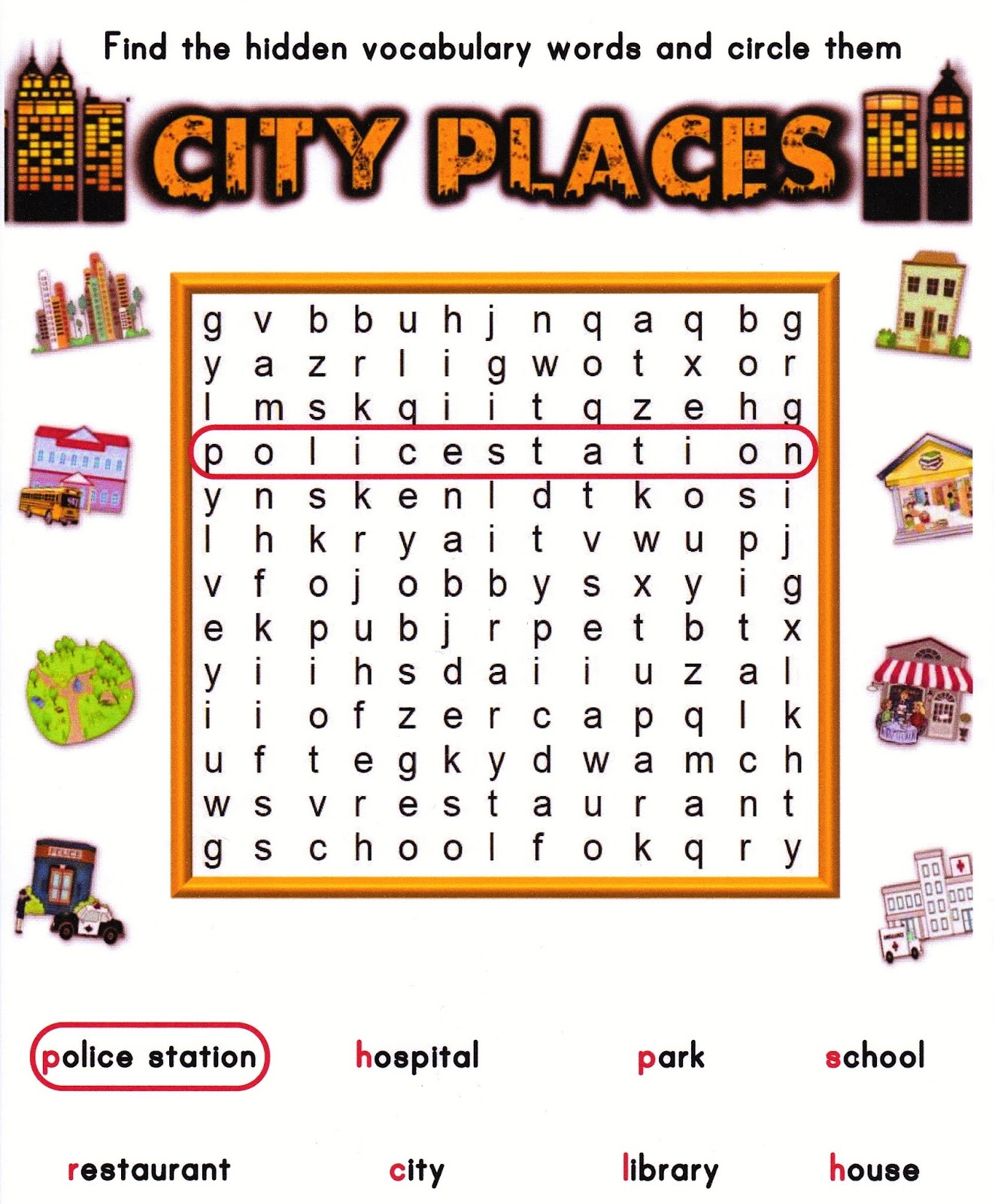 Lugares Da Cidade Em Inglês Atividades MODISEDU