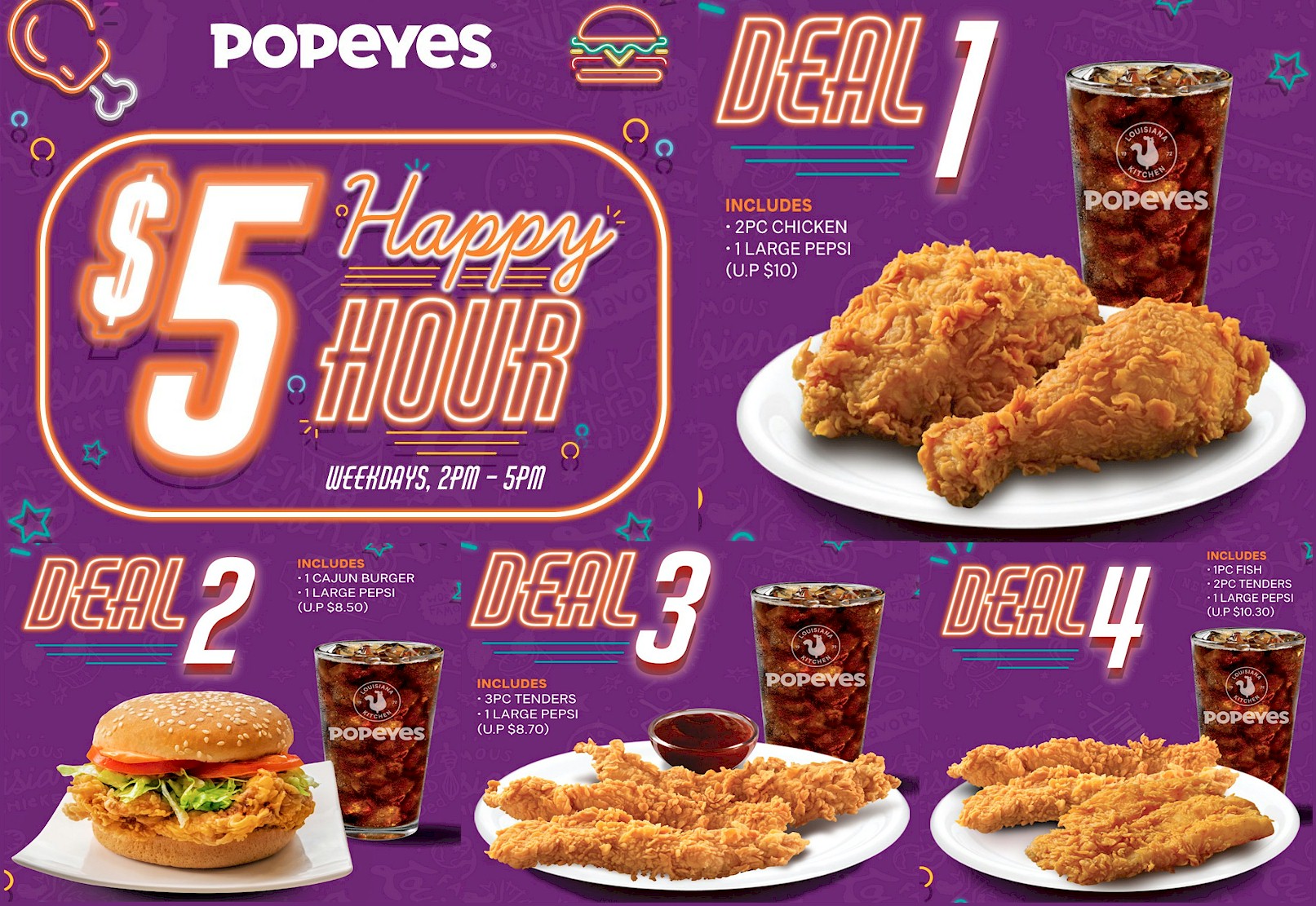 All Singapore Deals Popeyes 5 Happy Hour Deals On Weekdays 2pm 5pm