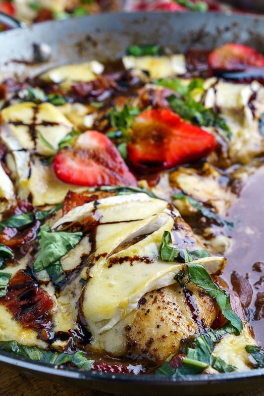 Pan Seared Balsamic Strawberry Chicken and Brie