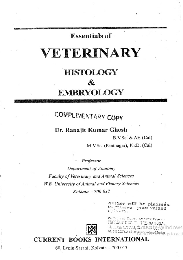 Essentials of Veterinary Histology and Embryology