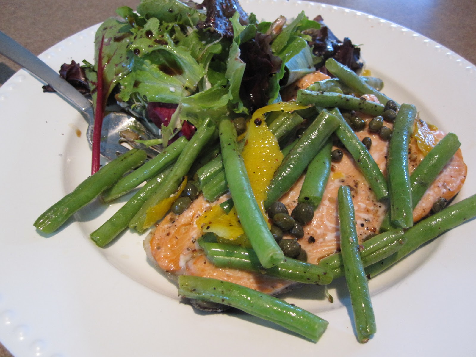 taylor made... Salmon in Parchment with Green Beans and Lemon Zest