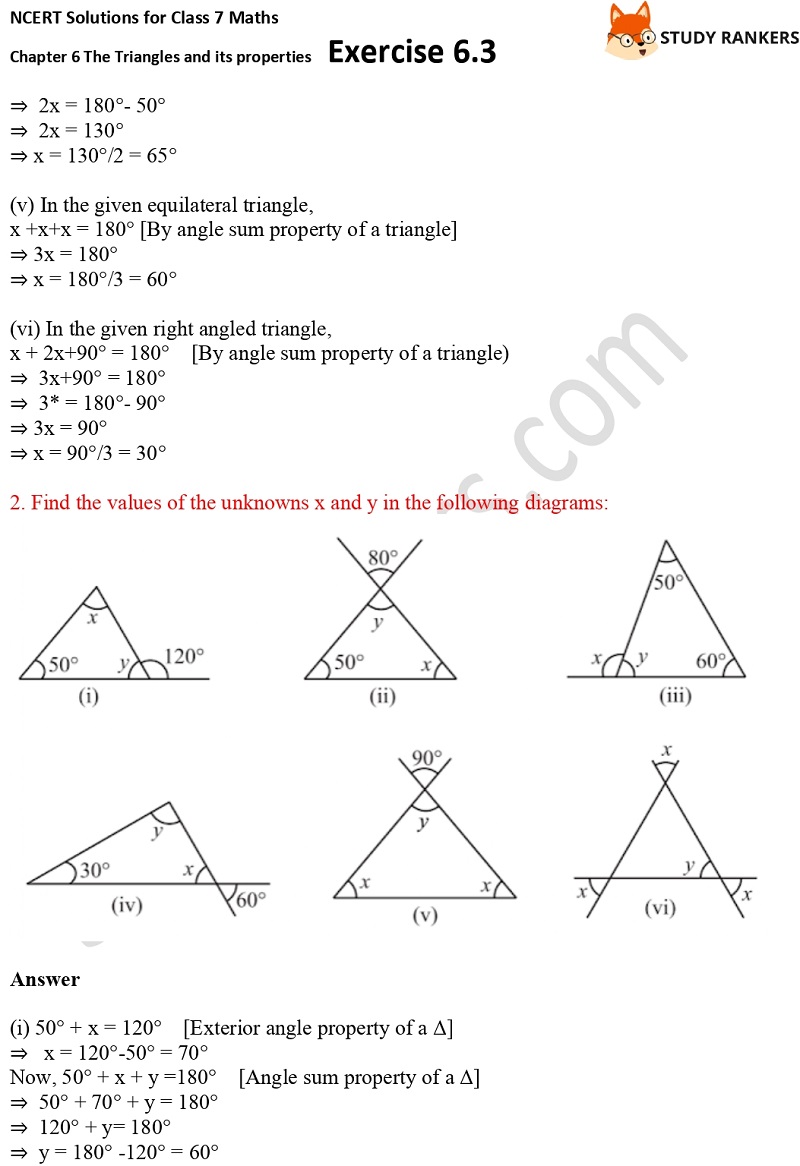 NCERT Solutions for Class 7 Maths Ch 6 The Triangles and its properties Exercise 6.3 2 NCERT Solutions for Class 7 Maths Ch 6 The Triangles and its properties Exercise 6.3 2