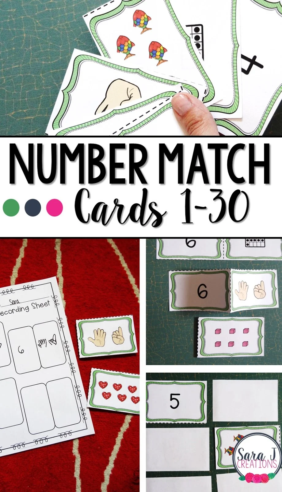 Number match cards make fun learning games for students who need to practice numbers 1-30.
