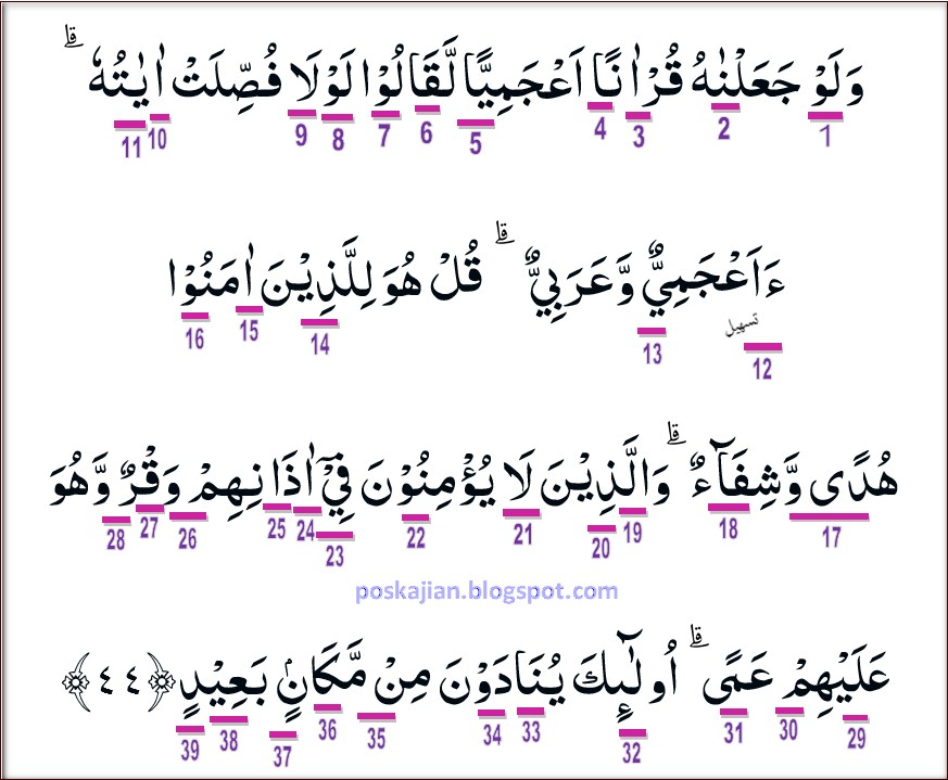 Hukum Tajwid Surat Fussilat Ayat 44 Dengan Pembahasannya