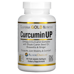 California Gold Nutrition, Curcumin UP, комплекс с омега-3 и куркумином, для подвижности и комфорта в работе суставов, 90 капсул из рыбьего желатина
