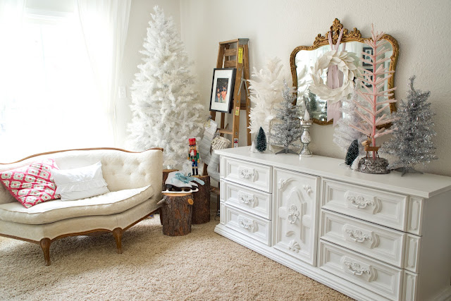 Pink and White Christmas Dining Room