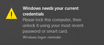 Windowsには現在の資格情報が必要です