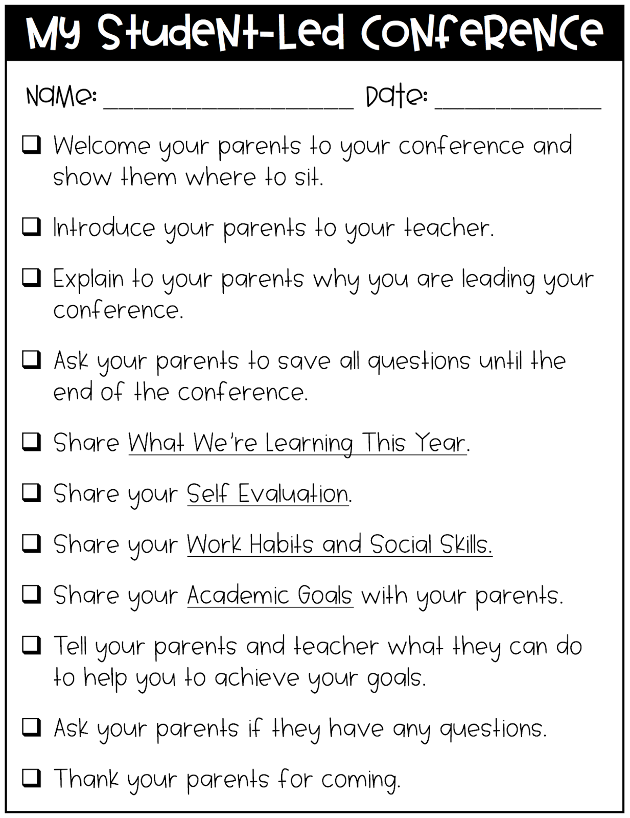 free-student-led-conferences-templates-printable-templates