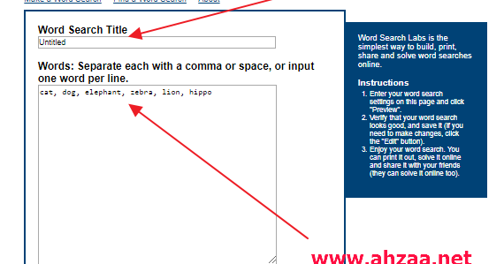 Membuat Permainan Word Search Puzzles Dengan Word Search Labs Ahzaa Net