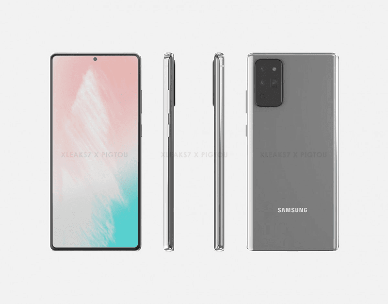 The other render of the Galaxy Note20 showing a flat display The other render of the Galaxy Note20 showing a flat display
