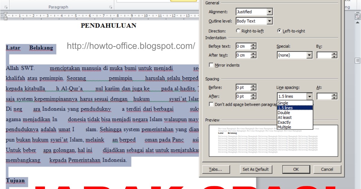Cara MENGATUR JARAK SPASI di MS WORD 2003 2007 2010 2013 2016