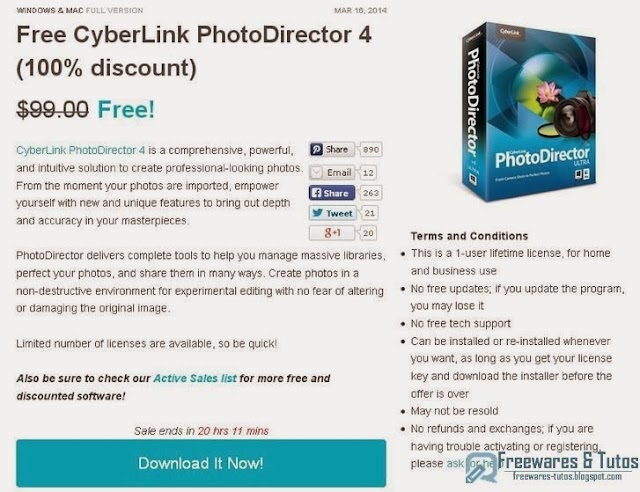 Offre promotionnelle : CyberLink PhotoDirector 4 à nouveau gratuit (pendant 24 heures) !