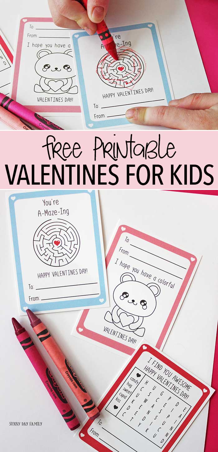 Fun Free Printable Valentine Cards for Kids (with Activities!) | Sunny