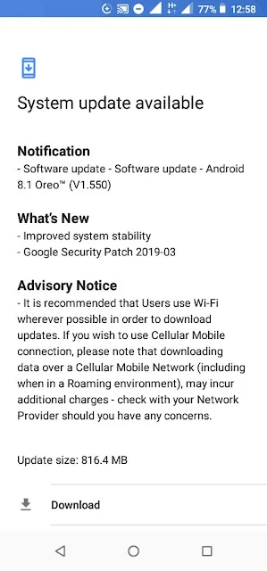 Nokia 1 receiving March 2019 Android Security update