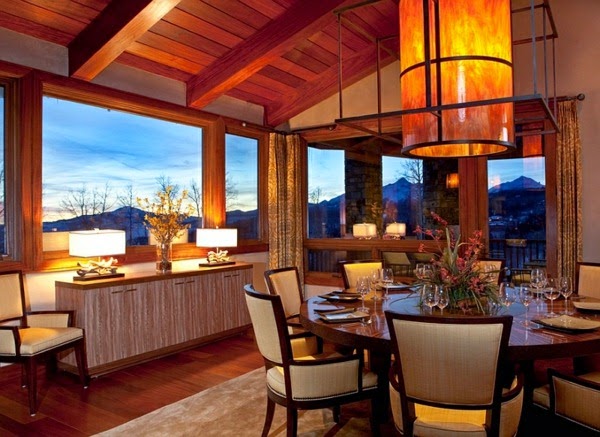 Large pendant lights in the dining room