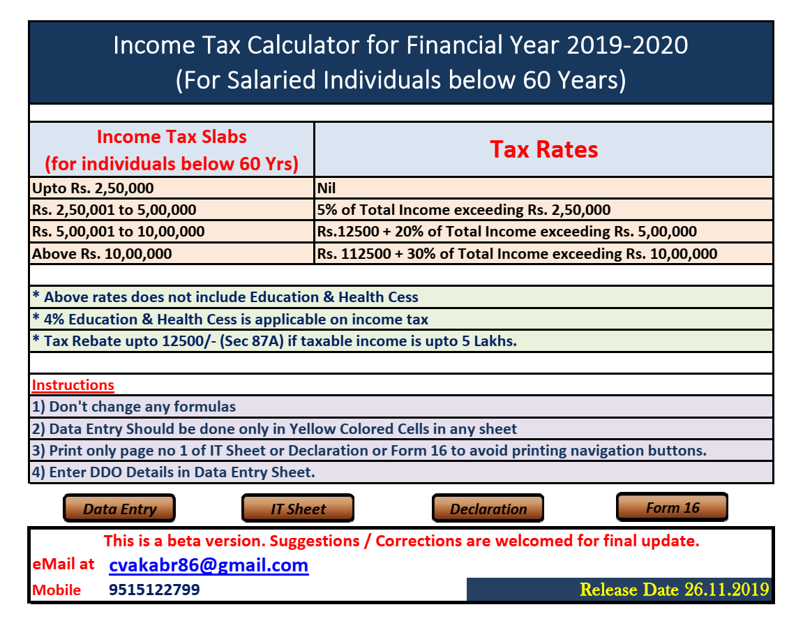 Income Tax Calculator Gambaran