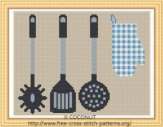 KITCHEN UTENSILS (3), FREE AND EASY PRINTABLE CROSS STITCH PATTERN