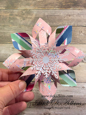 Learn how to create a 3D Snowflake Ornament with my Video Tutorial using a 6" x 6" piece of Whimsy & Wonder Speciality Designer Series Paper!