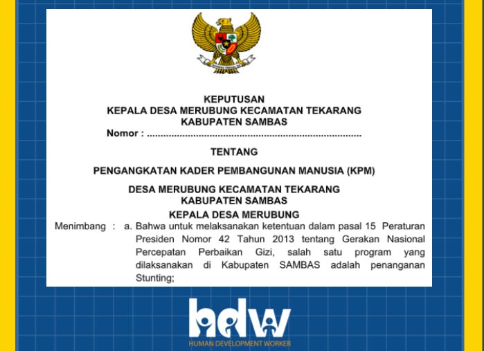 Contoh Sk Kader Pembangunan Manusia Kpm Stunting Desa Terbaru Bireuen Tribunnews