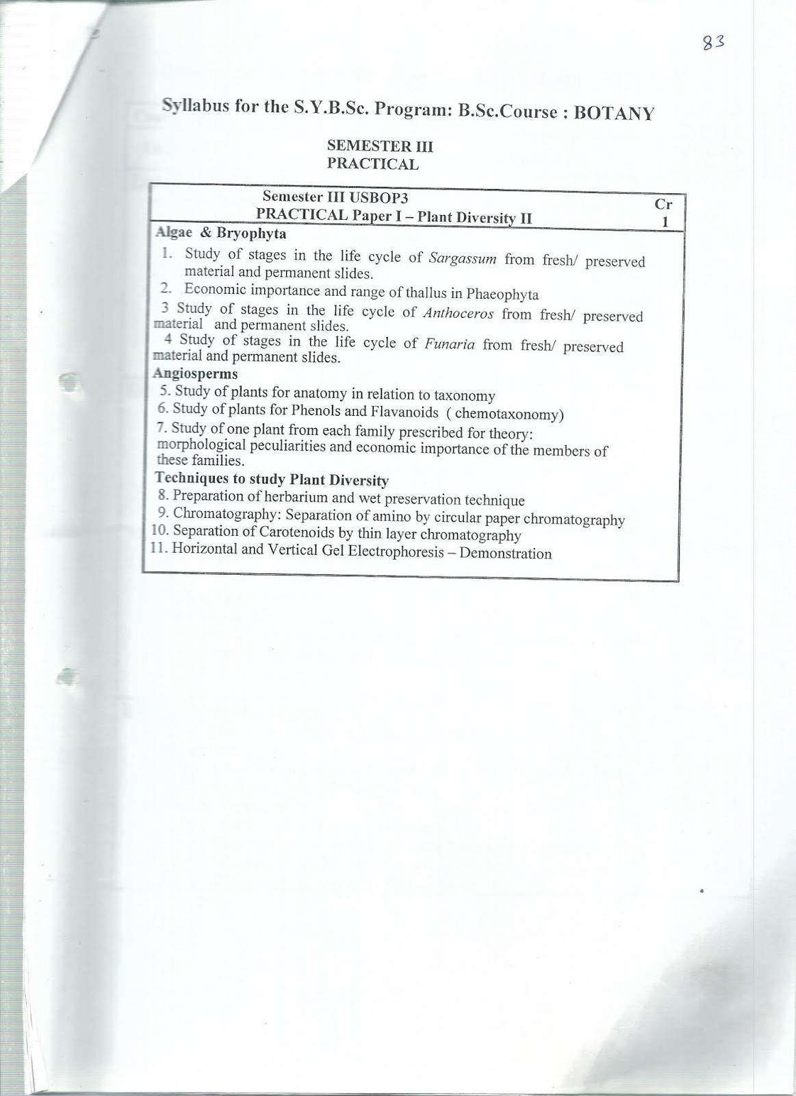 Revised SYBSc Botany Syllabus from 201718 Onwards