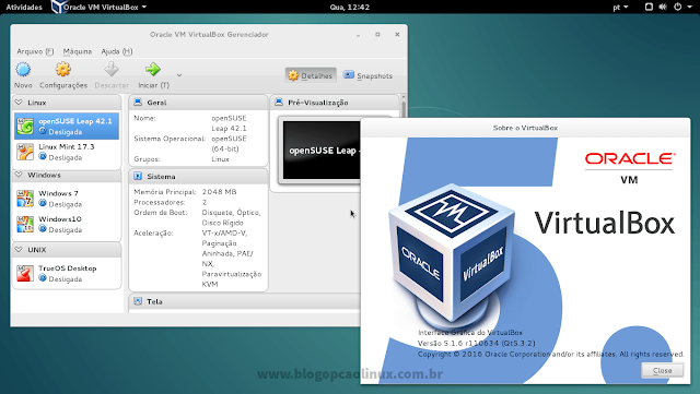 Oracle VM VirtualBox executando no Debian 8.6 Jessie