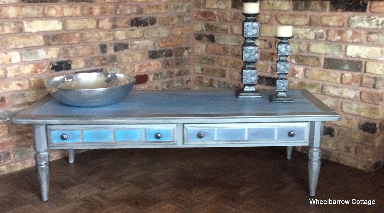 Wheelbarrow Cottage Shimmery Cocktail Table Washes and Shimmers