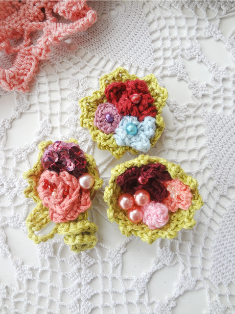 Wooden Floral Brooches