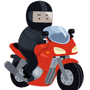 カウルのついたバイクに乗る人のイラスト