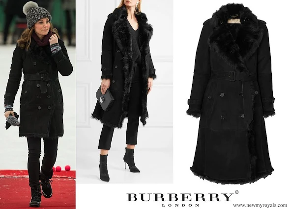 Kate Middleton wore Burberry Double breasted suede trench coat