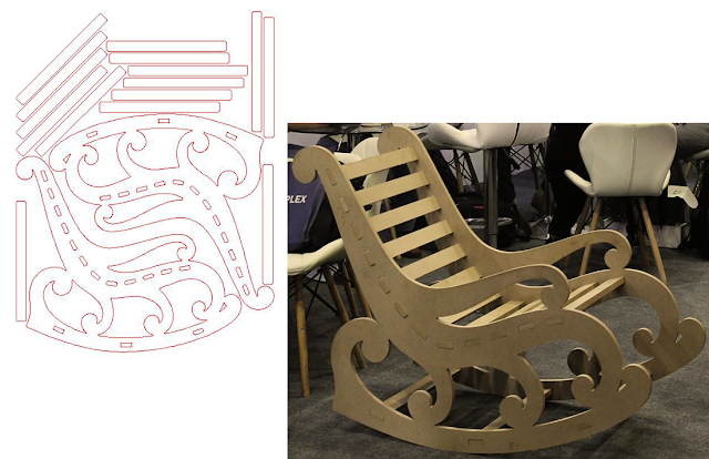 Laser Cut Wooden Rocking Chair DXF File