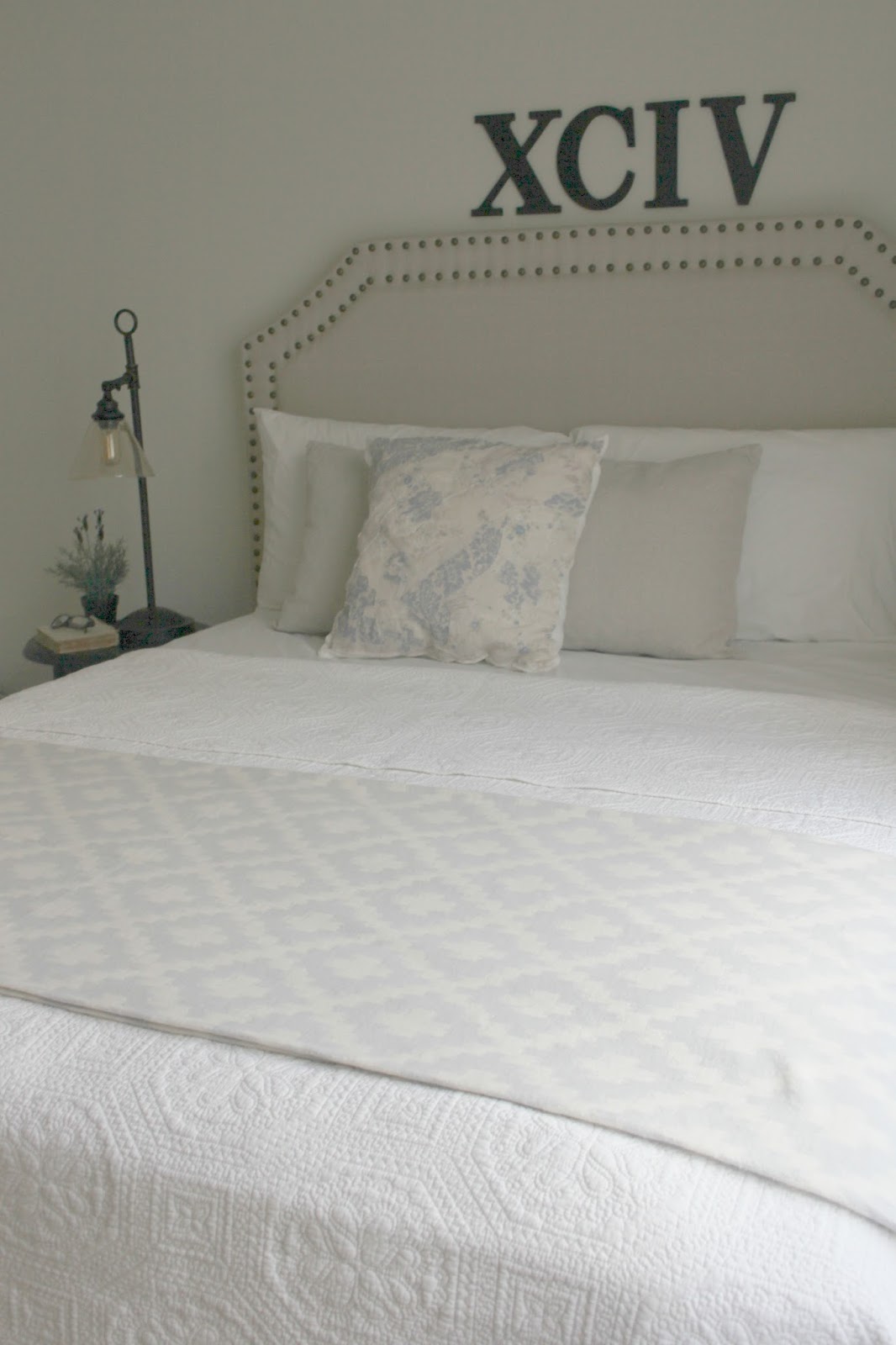 DIY bedroom decor makeover with serene, European inspired modern farmhouse style by Hello Lovely Studio