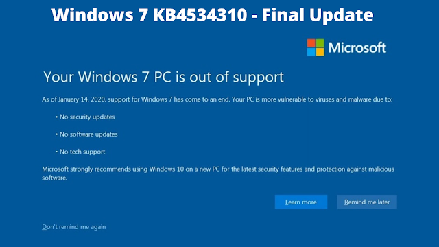 Windows 7 KB4534310 - Final Update Windows 7 KB4534310 - Final Update