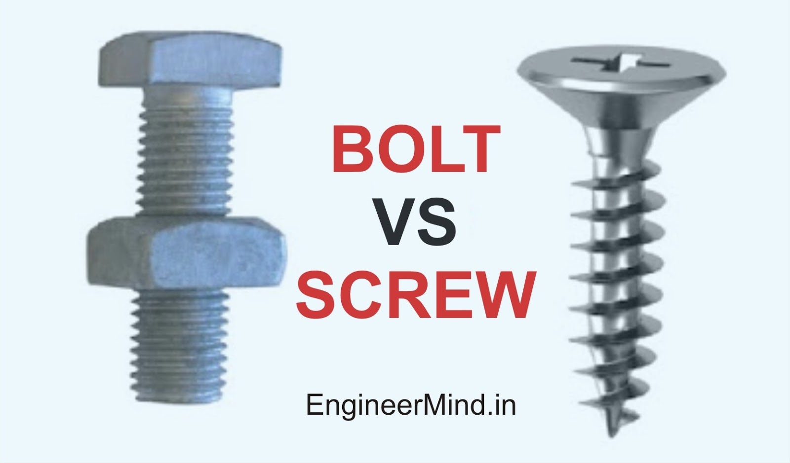 10 Difference between Bolt And Screw - EngineerMind