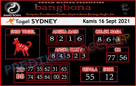 Prediksi Bangbona Sydney Kamis 16 September 2021