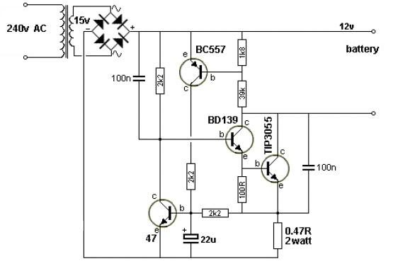By Using transistror Create a 12v battery charger | Electronic Circuits
