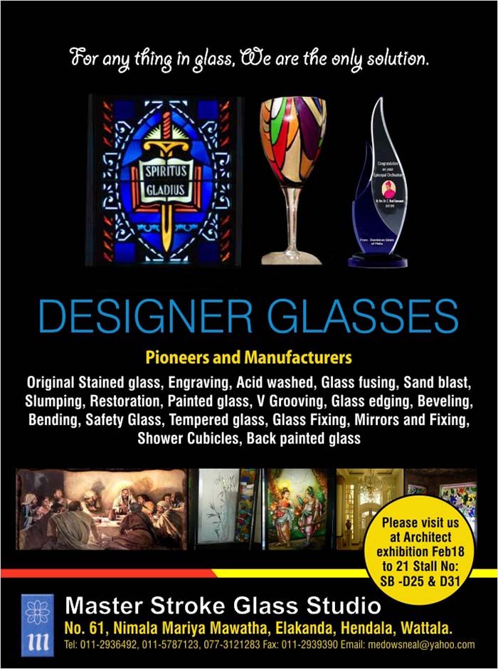 Original Stained glass, Engraving,  Acid washed,  Glass fusing,  Sand blast, Slumping, Restoration,  Painted glass, V Grooving, Glass edging, Beveling, Bending, Safety Glass,  Tempered glass,  Glass Fixing,  Mirrors and Fixing,  Shower Cubicles,  Back painted glass